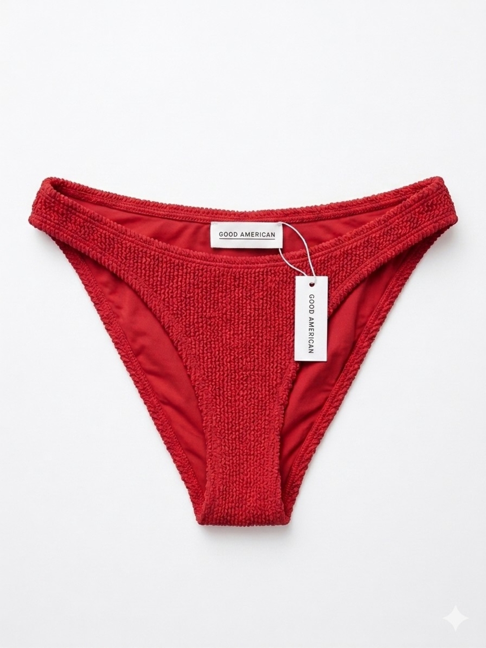 Good American Red Textured Bikini Bottoms
